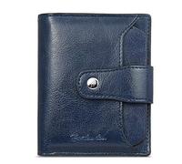 HEINSTON Women Leather Wallet RFID Blocking Small Bifold Zipper Pocket Wallet Card Case Purse with ID Window Red, 5-navy, One Size