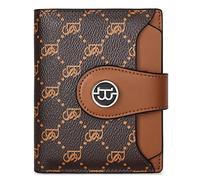 HEINSTON Women Leather Wallet RFID Blocking Small Bifold Zipper Pocket Wallet Card Case Purse with ID Window Red, Coffee-brown, One Size