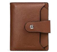HEINSTON Women Leather Wallet RFID Blocking Small Bifold Zipper Pocket Wallet Card Case Purse with ID Window Red, 2-brown Pebble, One Size