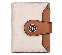 HEINSTON Women Leather Wallet RFID Blocking Small Bifold Zipper Pocket Wallet Card Case Purse with ID Window Red, Beige-brown-new, One Size