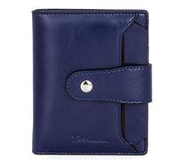 HEINSTON Women Leather Wallet RFID Blocking Small Bifold Zipper Pocket Wallet Card Case Purse with ID Window Red, 3-navy Blue, One Size