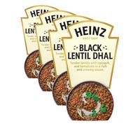 HEINZ Black Lentil Dhal with Spinach and Tomatoes - Meal for One, Made From Natural Ingredients, Source of Protein, 250gr (Pack of 4)
