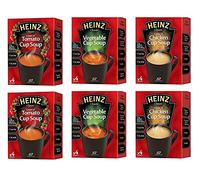 Heinz Cup Soup Variety Bundle 6 Boxes Tomato, Chicken & Vegetable Flavours 2 Packs x 4 Sachets of Each Instant Broth. Exclusive Kingdom Supplies Recipe Tips Sheet.