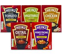 Heinz Cup Soup Variety Pack | Bundle of 5 | Cream of Tomato, Vegetable, Chicken, Minestrone, Oxtail | 4 Sachets Each