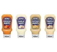 Heinz Mayo Variety Pack, Sriracha, Garlic, Mustard, Truffle Flavours, 400ml Each - (Pack of 4)