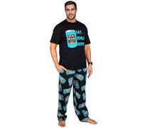 HEINZ Mens Pyjamas Set PJs T-Shirt Long Bottoms Breathable Loungewear Comfy Nightwear Baked Beans Funny Gifts for Men (L, Black)
