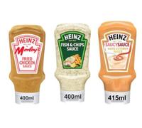 Heinz Sauce Variety Pack, Fried Chicken Sauce, Fish & Chips Sauce, Saucy Sauce, 400ml-415ml - (Pack of 3)