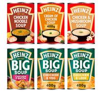 Heinz Soup Variety Pack (6 x 400g) | Big Soup & Classic Creamy Soups | Chicken, Noodle, Mushroom & Vegetable Selection
