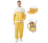 Heionia Beer Tracksuit Costume for Men Women Retro 80s 90s Outfit Jogging Suit for Halloween Oktoberfest Theme Party Carnival (2XL)