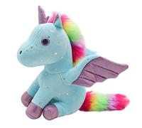 Heionia Unicorn Plush Toy Soft Stuffed Animal Doll Cute Pony Toy with Corner Wings Rainbow Tail, 9IN, Birthday Gifts for Girls Kids (Blue)