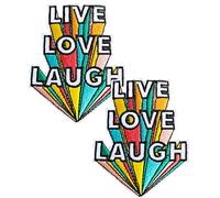 Heiorpai 2Pcs Funny Rainbow Quotes Live Love Laugh Patch Embroidered Cool Iron On or Sew On Patches