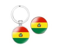 Heiorpai Stainless Steel Country Flag Keychain Metal Key Chain Key Ring and Nation Flag Pin Copper Alloy Brooch Badge, One Size, Keychain made of stainless steel+surface glass Brooch made of copper