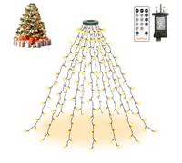 HeiPard 1.5m 180 LED Warm White Christmas Tree Lights 12 Line Mains Powered | Fit 3 4 5 6 ft Christmas tree, 8 modes, 4 brightness, 3 timers, memory, remote, IP44 waterproof, indoor outdoor decoration