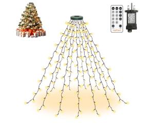 HeiPard 1.5m 180 LED Warm White Christmas Tree Lights 12 Line Mains Powered | Fit 3 4 5 6 ft Christmas tree, 8 modes, 4 brightness, 3 timers, memory, remote, IP44 waterproof, indoor outdoor decoration