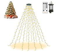 HeiPard 2m 240LED Warm White Christmas Tree Lights, 12 Line Mains Powered | Fit 4 5 6 7 ft Christmas tree, 8 modes, 4 brightness, 3 timers, memory, remote, IP44 waterproof, indoor outdoor decoration