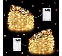 HeiPard Fairy Lights Battery Operated, 10m 100 LEDs String Light Waterproof Copper Wire Christmas Light for Indoor Outdoor Lighting, Bedroom, Wedding, Party, Christmas Decoration (Warm White, 2 Packs)