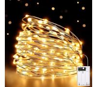 HeiPard Fairy Lights Battery Operated, 10m 100 LEDs String Light Waterproof Copper Wire Christmas Light for Indoor Outdoor Lighting, Bedroom, Wedding, Party, Christmas Tree Decoration (Warm White)
