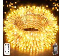 HeiPard Fairy Lights Plug in, 20m 200 LED Warm White Clear Wire | 8 Lighting Modes, Memory Function, Timer, IP44 Waterproof Indoor Outdoor String Lights Christmas Tree Garden Bedroom Wedding