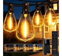 HeiPard Festoon Lights Outdoor 15M/50FT, ST38 LED String Lights with 25+2 LED Blubs, Warm White Garden Lights Main Powered, IP45 Waterproof with 3 Modes & Timer, Decorative Patio for Party Pergola