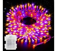 HeiPard Halloween Fairy Lights 10m 100LEDs Battery Operated Orange Purple | Battery Powered Halloween Lights Outdoor Clear Wire, 8 Modes, Timer Memory Waterproof Party Porch Window Indoor String lights