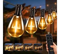 HeiPard Outdoor String Lights Mains Powered 20m 30+2 LED S11 Festoon Lights Outdoor IP45 Waterproof Garden Lights with Remote Control Dimmable Timer 2200K Warm White for Garden Patio Balcony
