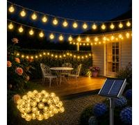HeiPard Solar Garden Lights Outdoor, 11M/36ft 60 LED String Lights | Solar Powered, Waterproof Crystal Ball Fairy Lights, 8 Modes/Memory Function for Patio Yard Wedding Party Decor Warm White