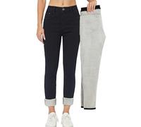 heipeiwa Women's Winter Jeans Fleece Lined Jeans Thermal Thick Skinny Denim Pants Slim Stretch Warm Jeggings, Blacksolid 102, Large