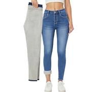 heipeiwa Women's Winter Jeans Fleece Lined Jeans Thermal Thick Skinny Denim Pants Slim Stretch Warm Jeggings, Blue 017light, S