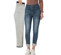 heipeiwa Women's Winter Jeans Fleece Lined Jeans Thermal Thick Skinny Denim Pants Slim Stretch Warm Jeggings, Blue 017 Vintage, M