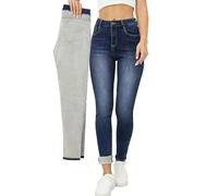 heipeiwa Women's Winter Jeans Fleece Lined Jeans Thermal Thick Skinny Denim Pants Slim Stretch Warm Jeggings, Blue 017, M Shorts