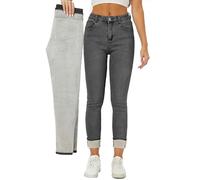 heipeiwa Women's Winter Jeans Fleece Lined Jeans Thermal Thick Skinny Denim Pants Slim Stretch Warm Jeggings, Grey 08, XXL
