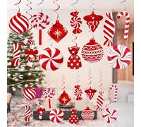 HeiPen 26 PCS Christmas Hanging Foil Swirl Decorations Set, Christmas Ceiling Decorations for Indoor Outdoor Xmas Holiday Party Decoration Supplies