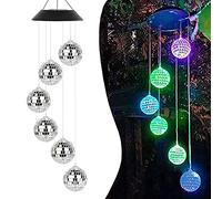 HeiPen Solar wind chimes for outside, Color Changing Disco Ball Solar Garden Lights, Best Gifts for Mom Grandma Women Wife Aunt Sister Friends (Disco Ball)