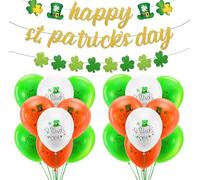 HeiPen St Patricks Day Decorations, St Patricks Day Banner Decor, St Paddys Shamrock Lucky Party Supplies, 2 Banners and 18 Balloons included (St. Patrick's Day)