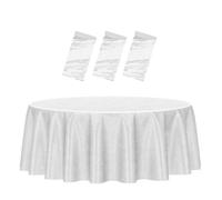 HEIPINIUYE 3 Pack Plastic Lace Tablecloth Round 84 Inch Round Table Cloth Waterproof Disposable Round Table Cover for Party Birthday Camping Picnic Baby Shower Circle Tablecloth