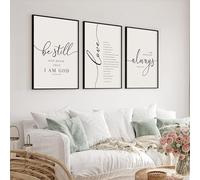 Heiple Framed Be Still and Know that I am God Sign Love is Patient Love is Kind Wall Art Set of 3 Prints for Home Bedroom Decor Above Bed Bible Verse Scripture Art Christian Religious Wall Decor