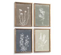 Heiple Framed Boho Wall Art Set of 4 Wooden Wall Art for Rustic Vintage Farmhouse Home Living Room Bedroom Bathroom Kitchen Wall Decor (Brown, 11"x14")