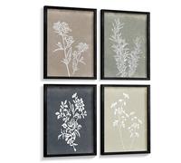 Heiple Framed Wall Art Set of 4 for Boho Home decor Botanical Print Wall Art for Rustic Vintage Farmhouse Wall Decor for Living Room (Black,12”x16”)