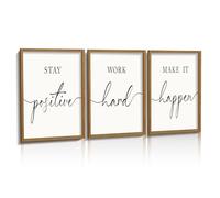 Heiple Motivational Wall Art 11"x14" Framed Wooden Inspirational Office Wall Decor for Men Picture Poster Positive Work Hard Quote Wall Decor for Home Office Bedroom (Brown, 11”x14”)