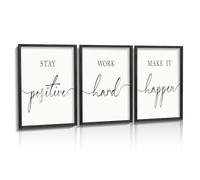 Heiple Motivational Wall Art 11"x14" Framed Wooden Inspirational Office Wall Decor for Men Picture Poster Positive Work Hard Quote Wall Decor for Home Office Bedroom (Black, 16"x24")