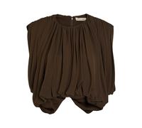 Heirlome Renata Draped Silk-georgette top - Dark Brown - M (UK12 / M)