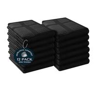 HEIRLOOM COMFORT 12 Pack Black Waffle Weave Kitchen Towels, 40x66 cm, 100% Cotton Dishcloth Set, Super Absorbent, Fast Dry, Teal Towels, Soft Hand Towel, Dish Rags, Wash Cloth, Cleaning, Durable