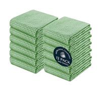 HEIRLOOM COMFORT 12 Pack Dual Tone Waffle Weave Kitchen Towels, 40x66 cm, 100% Cotton Dishcloth Set, Super Absorbent, Quick Drying, Soft Hand Towels for Cleaning, Washing, Durable, Mint Green
