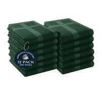 HEIRLOOM COMFORT 12 Pack Waffle Weave Kitchen Towels, 40x66 cm, 100% Cotton, Absorbent Dishcloth Set, Quick Dry, Soft for Cleaning, Wiping, Hand Towels, Dish Rags, Wash Cloth, Durable, Forest Green