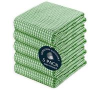 HEIRLOOM COMFORT 5 Pack Dual Tone Waffle Weave Kitchen Towels, 40x66 cm, 100% Cotton Dishcloth Set, Super Absorbent, Quick Drying, Soft Hand Towels for Cleaning, Washing, Durable, Mint Green