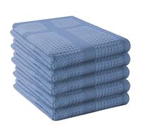 HEIRLOOM COMFORT 5 Pack Waffle Weave Kitchen Towels, 40x66 cm, 100% Cotton, Absorbent Dishcloth Set, Quick Dry, Soft for Cleaning, Wiping, Hand Towels, Dish Rags, Wash Cloth, Durable, Sky Blue