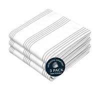 HEIRLOOM COMFORT Ash Gray Striped Dish Towels 3 Pack, Ultra Absorbent, Multi Pin Stripe Towel Set, Quick Dry Cotton Kitchen Towels for Cleaning Counters, Drying Dishes, Everyday Cleanup