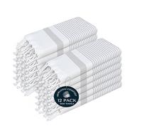 HEIRLOOM COMFORT Ash Grey Turkish Kitchen Towels 40x66 cm, 12 Pack, 100% Cotton, Ultra Absorbent, Soft, Fast Dry, Machine Washable, Dish Towel with Tassels for Drying Dishes, Cleaning, Everyday Use