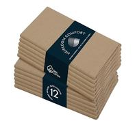 HEIRLOOM COMFORT Beige Cloth Napkins 43x43 cm - 100% Cotton, Soft, Reusable, Absorbent, Washable - 12 Pack - Ideal for Dinner, Thanksgiving, Fall, Weddings, Baby Showers, Holiday, Everyday Dining