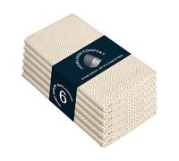HEIRLOOM COMFORT Beige Cloth Napkins Set of 6, 40x40 cm, 100% Cotton, Diamond Pattern, Soft, Durable, Machine Washable Table Linen Napkin for Dinner, Farmhouse Dining, Family Gatherings, Daily Use